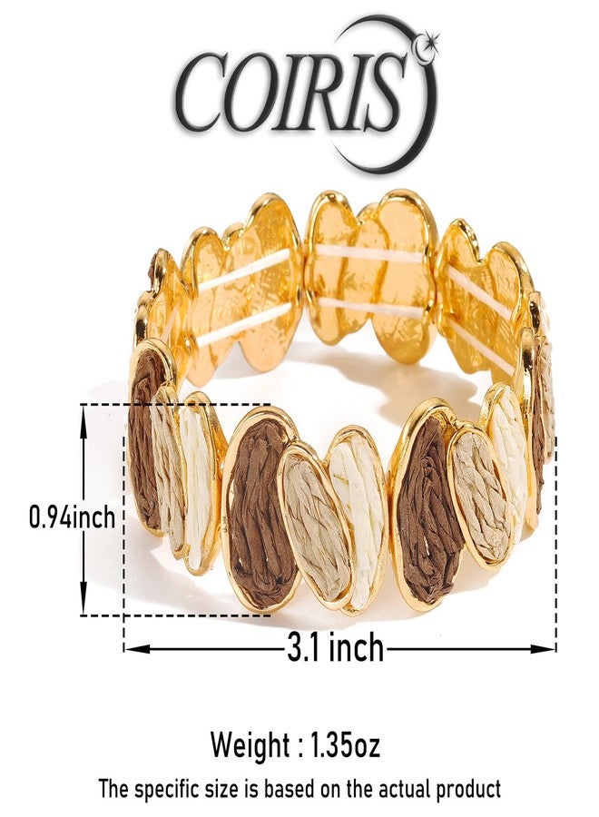 Coiris أساور كويريس رافيا للنساء، أساور يدوية الصنع، سميكة، بيان رافيا بوهيميا للنساء (BR1232-بني) - Image 4