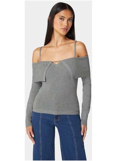 Off Shoulder Fold Over Chain Detail Sweater - pzsku/ZA9BAA3FE667CD19F0C4AZ/45/_/1728823635/9bd3d621-4923-4b4a-b03c-bb49e10c3624