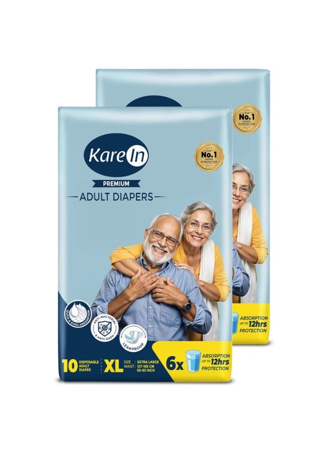 Karein Premium Adult Diaper Tape XL Size, Extra Large, Waist , 30 Unit, Long Protection Hour, Unisex, Quick & Even Absorption, Leakproof, Odour Control, Wetness Indicator - Image 1