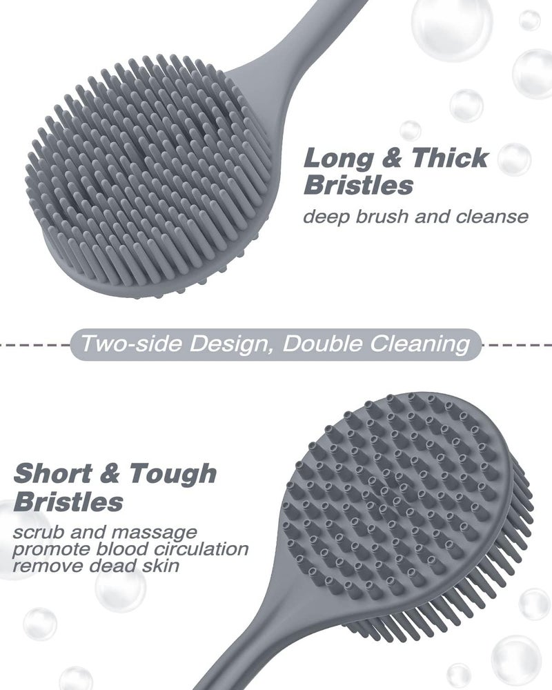 PERIZONE Silicone Body Scrubber Back Brush with Long Handle for Shower - Exfoliating & Massage Shower Brush, BPA-Free Soft Bristles Brush For Men and Women Free Hook (Multi Color) - Image 5