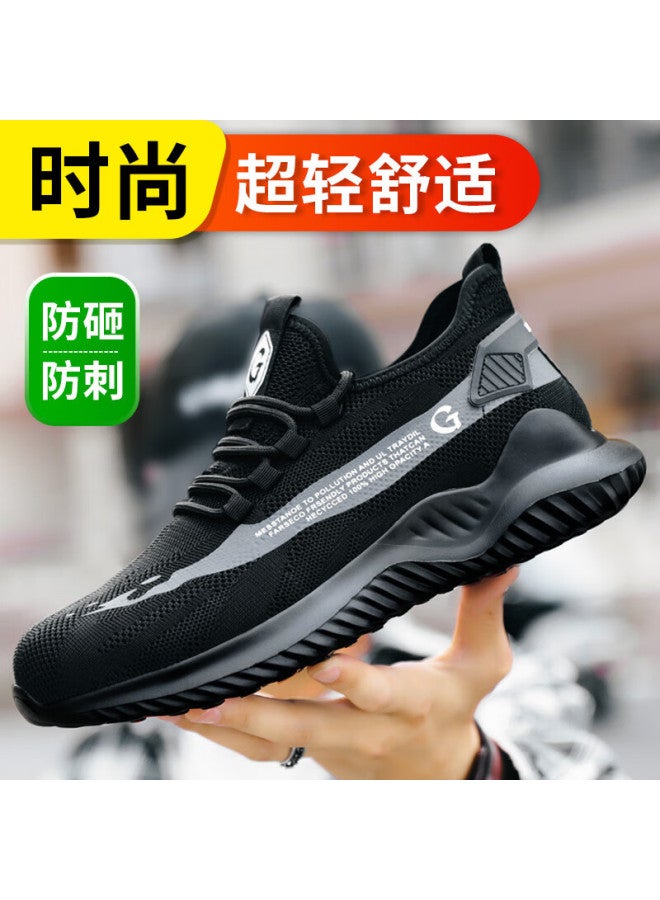JUNBU Men'S Steel Toe Safety Shoes Anti-Smashing Anti-Piercing Ultra-Light Comfortable Soft Bottom Safety Work Site Functional Shoes 2039 Size 43