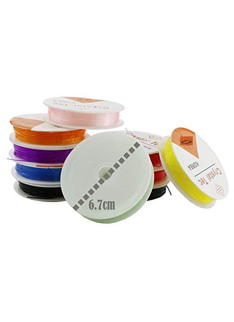 DIY Crafts Design No # 7, Pack of 10 Rolls, Colorful Jewelry Making Multi Purpose Elastic Stretch String Cord C(Design No # 7, Pack of 10 Rolls)