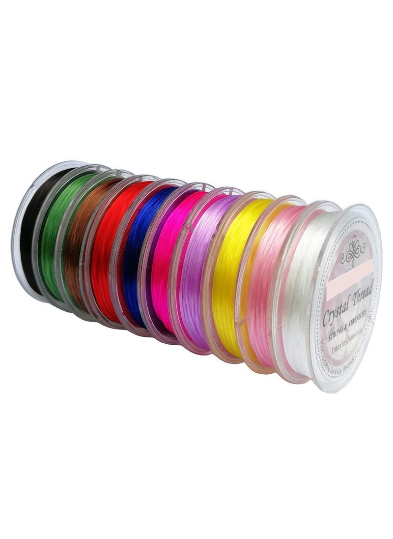 DIY Crafts - DIY Crafts Design No # 7, Pack of 10 Rolls, Colorful Jewelry Making Multi Purpose Elastic Stretch String Cord C(Design No # 7, Pack of 10 Rolls) - Image 1