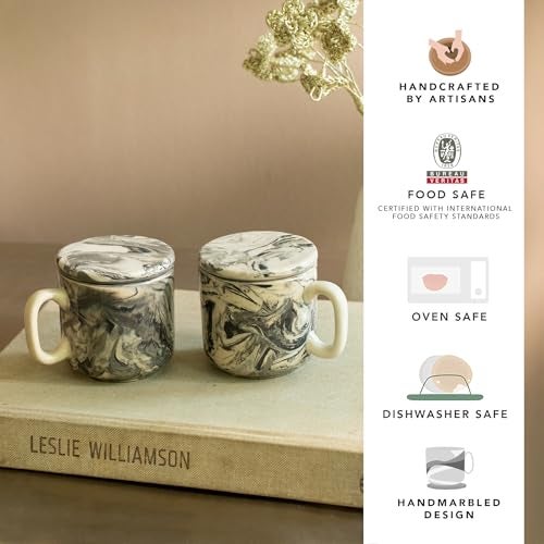 Ellementry Carbon Ceramic Mug Set of 2 (150 ml Each), Stylish Ceramic Mug for Coffee, Tea & Milk, Dishwasher Safe Everyday Use Coffee Cup for Office & Home, Perfect for House Warming & Birthday Gift - Image 2