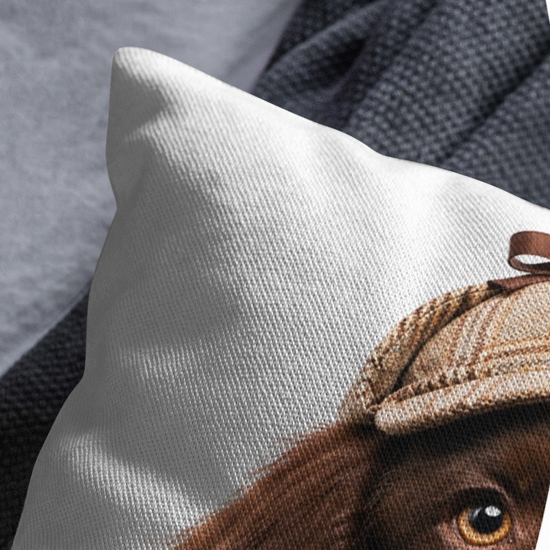 Cute Detective Dog Print Decorative Throw Pillow Cover Sofa Bedroom Cushion Cover - Image 3