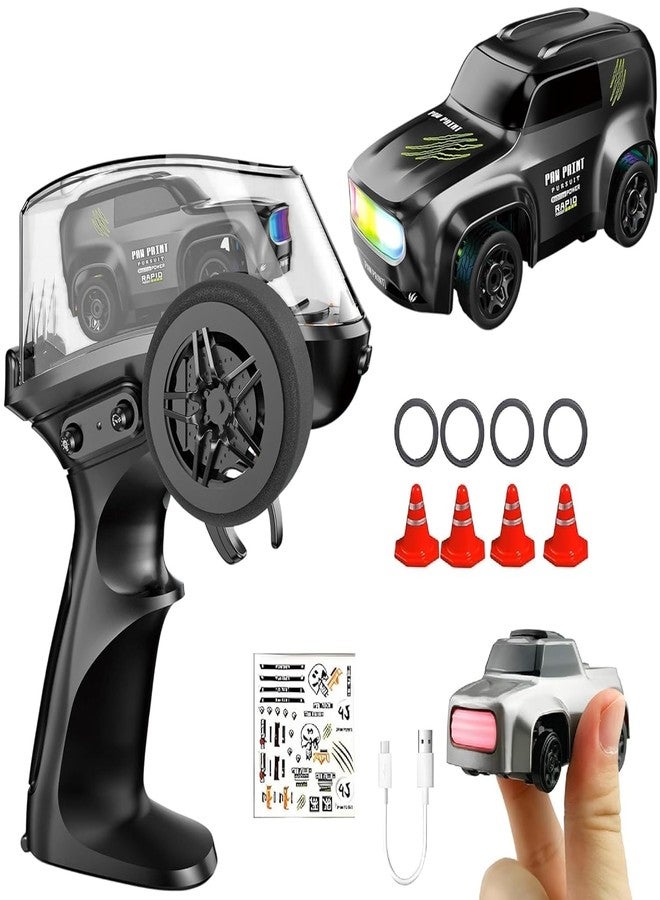 Amitasha 2.4GHz Mini RC Drifting Car 1:64 Scale Remote Control Car with LED Lights & Speed Mode, Stunt Drift Toy for Kids & Adults - Image 1