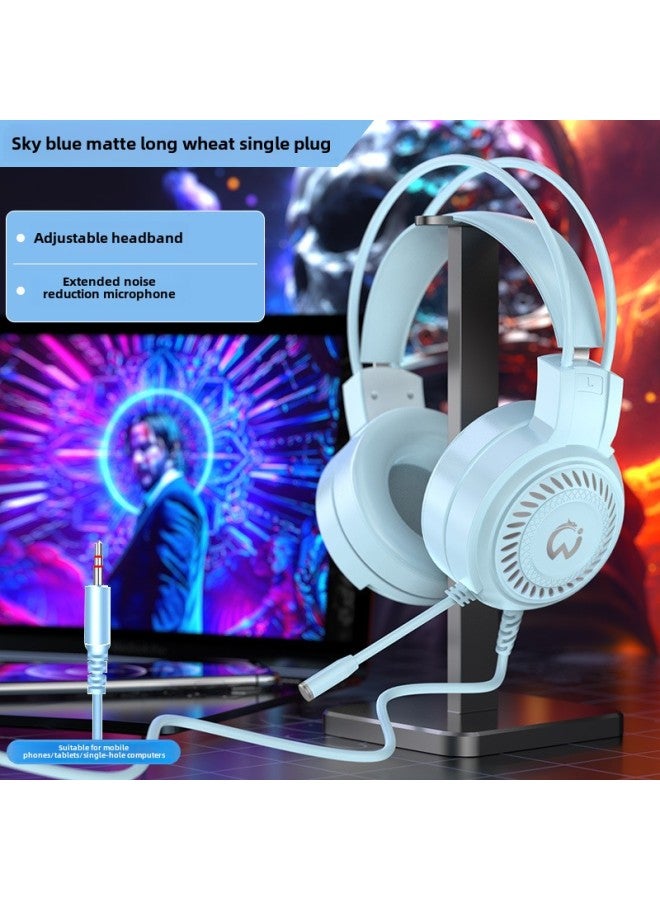 Headset Wired Electric Desktop Notebook With Special Head-mounted Game Noise Reduction Microphone Headset Competition Computer Microphone-Colour:Blue Matte Changmai (single Jack Notebook/mobile Phone + High-definition Voice Qingying Qingying Package 2  - Image 1