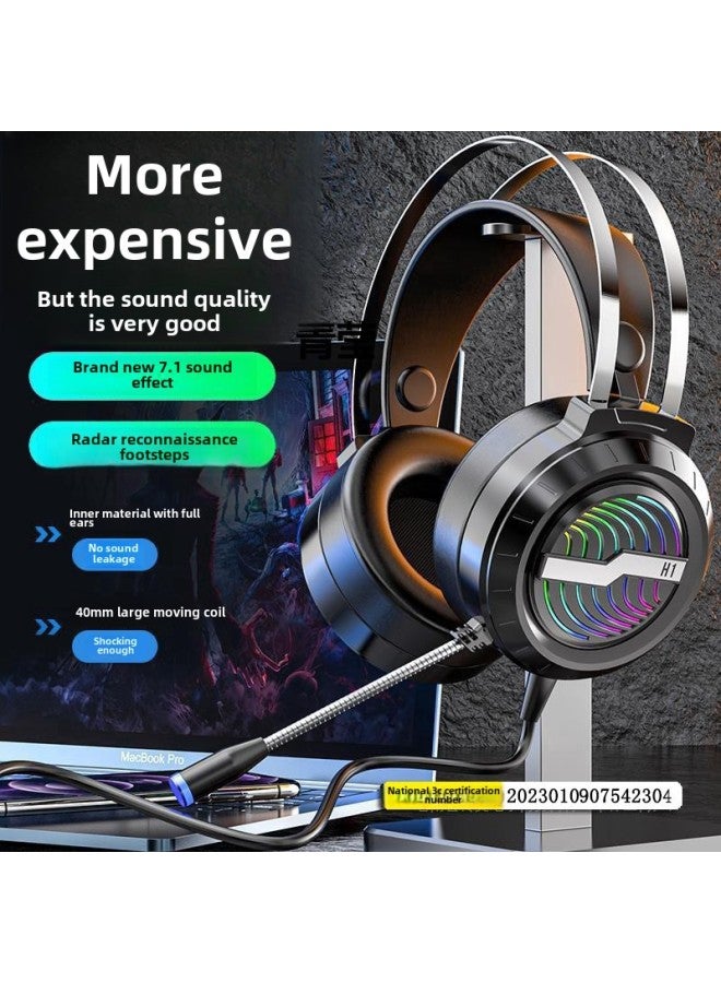 Headset Wired Electric Desktop Notebook With Special Head-mounted Game Noise Reduction Microphone Headset Competition Computer Microphone-Colour:Blue Matte Changmai (single Jack Notebook/mobile Phone + High-definition Voice Qingying Qingying Package 2  - Image 2