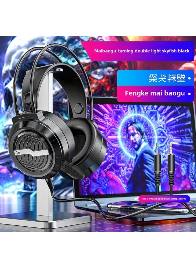 Headset Wired Electric Desktop Notebook With Special Head-mounted Game Noise Reduction Microphone Headset Competition Computer Microphone-Colour:Blue Matte Changmai (single Jack Notebook/mobile Phone + High-definition Voice Qingying Qingying Package 2  - Image 5