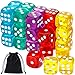 TecUnite 30 Pcs 6Sided Dice Set 14 mm Bulk 6 Sided Colored Dices for Board Games Math Learning - Image 2