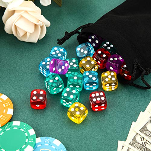 TecUnite 30 Pcs 6Sided Dice Set 14 mm Bulk 6 Sided Colored Dices for Board Games Math Learning - Image 5