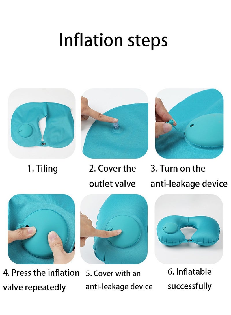 Inflatable U-shaped Neck Pillow Set, with Earplugs and Eye Mask, Portable Comfortable, for Travel, Airplane, Office  - Image 5