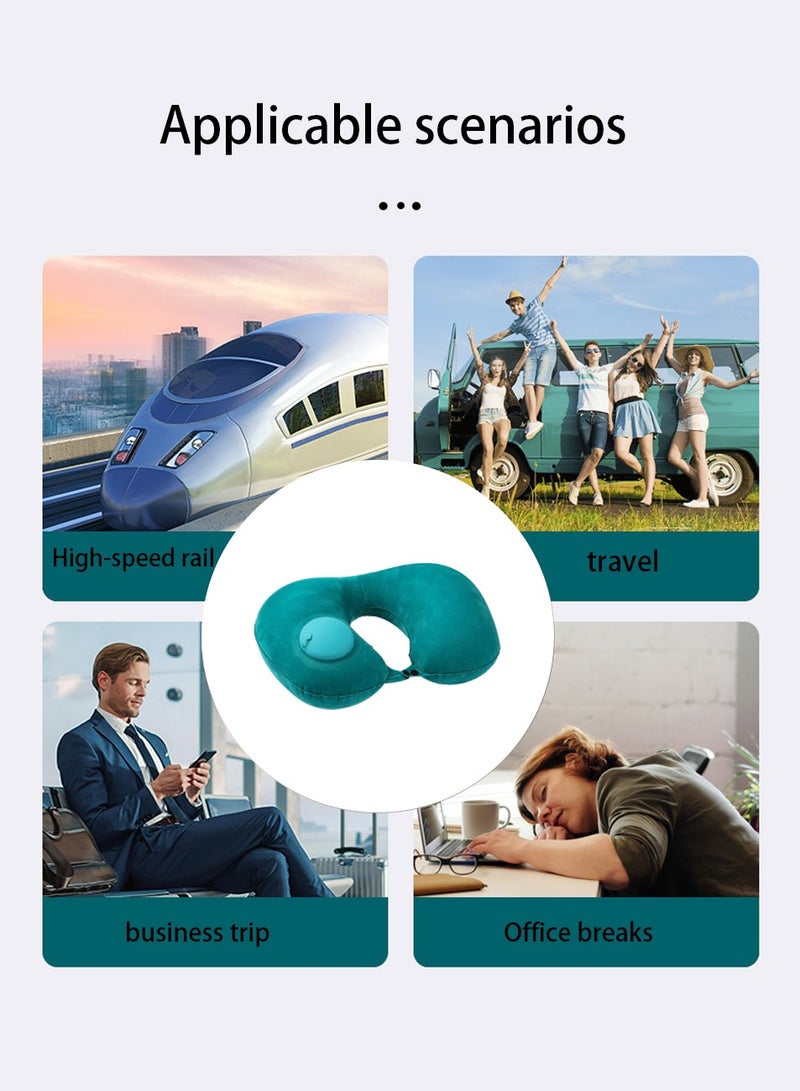 Inflatable U-shaped Neck Pillow Set, with Earplugs and Eye Mask, Portable Comfortable, for Travel, Airplane, Office  - Image 4