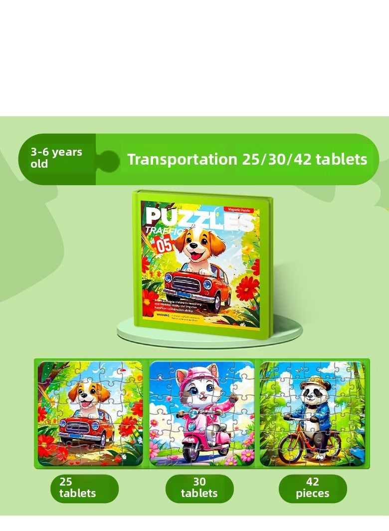 3-in-1 Folding Magnetic Puzzle for Kids Educational Toys Vehicle Theme