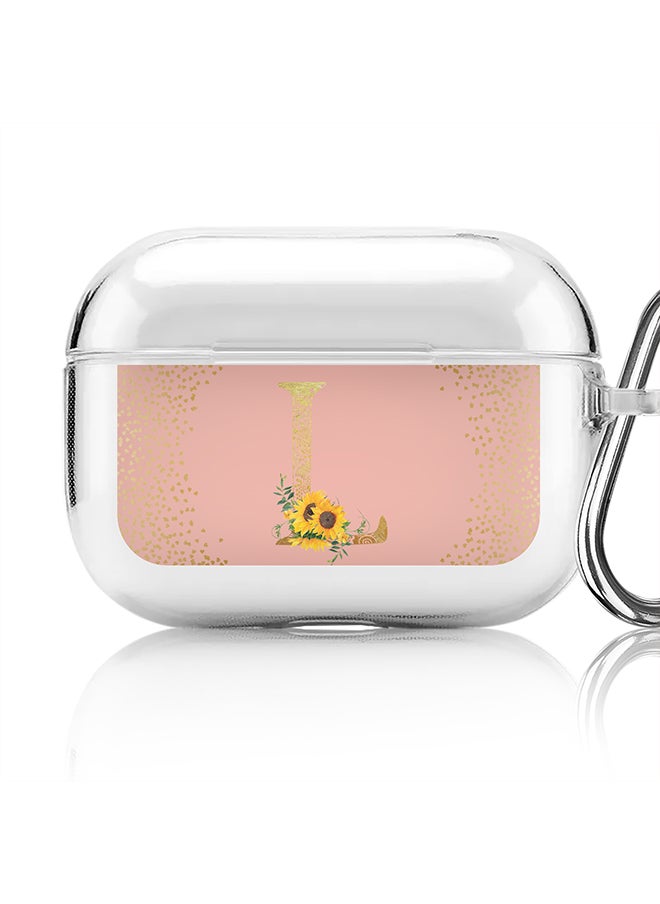 Stylizedd Classic Clear printed Case for Apple Airpods Pro Soft TPU Gel Thin Transparent Flexible Cover - Custom Monogram Initial Letter Mandala Floral Pattern Alphabet - L (Rose Pink )  - Image 1