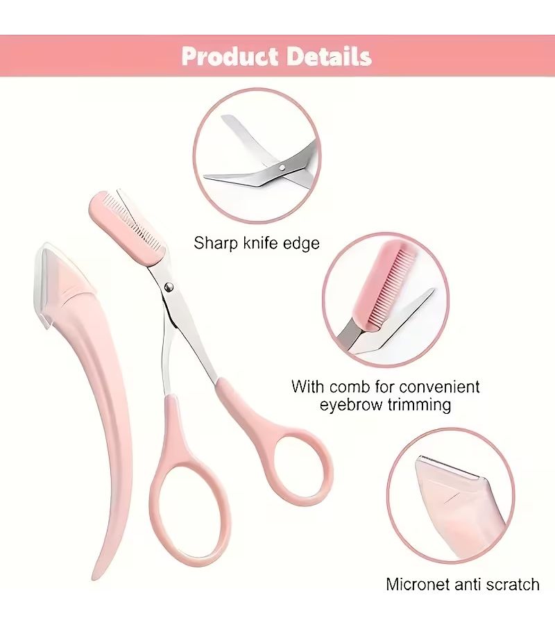 A Set Of 6 Eyebrow Grooming Tools Including Comb Scissors And Crescent Shaped Trimmer Scratch Resistant User Friendly Kit For Left And Right Handed Individuals - Image 3