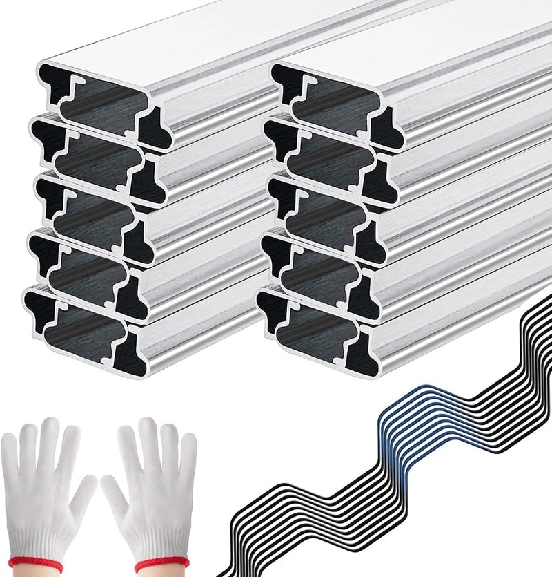 Beeplove Greenhouse Spring Wire & Lock Channel - 20 Sets 6.6 ft PVC Coated Spring Wire & Aluminum Alloy U-Channel Bundle with Nylon Gloves for Fast Fix Poly Film Shade Cloth - Image 1