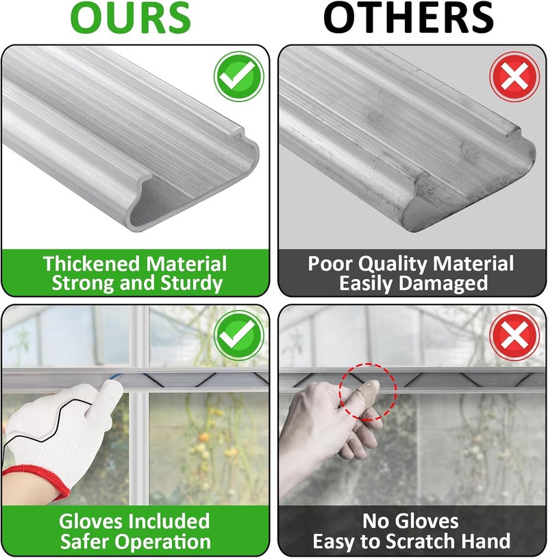 Beeplove Greenhouse Spring Wire & Lock Channel - 20 Sets 6.6 ft PVC Coated Spring Wire & Aluminum Alloy U-Channel Bundle with Nylon Gloves for Fast Fix Poly Film Shade Cloth - Image 4