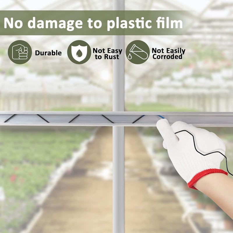 Beeplove Greenhouse Spring Wire & Lock Channel - 20 Sets 6.6 ft PVC Coated Spring Wire & Aluminum Alloy U-Channel Bundle with Nylon Gloves for Fast Fix Poly Film Shade Cloth - Image 5