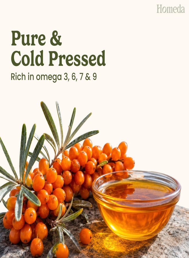 Homeda Sea Buckthorn Oil for Face 30ml | Seabuckthorn Pulp Serum | Nourishing Hair Oil | Sea buck thorn Berry for Skin Acne - Omega 3,6,7 & 9 | Smooth, Glowing Skin - Image 2