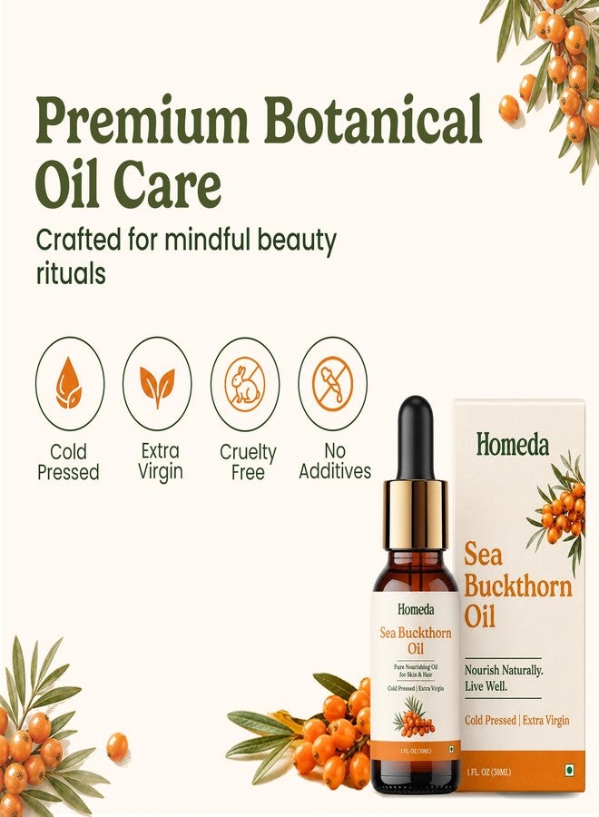 Homeda Sea Buckthorn Oil for Face 30ml | Seabuckthorn Pulp Serum | Nourishing Hair Oil | Sea buck thorn Berry for Skin Acne - Omega 3,6,7 & 9 | Smooth, Glowing Skin - Image 5