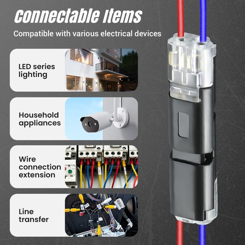 FASHION MANIA Double Wire Plug in Connector with Locking Buckle, Flame Retardant Locking Wire Quick Connectors, Suitable for Emergency Repairs, Home and Automotive Wiring, Easy to Use (20PCS) - Image 5