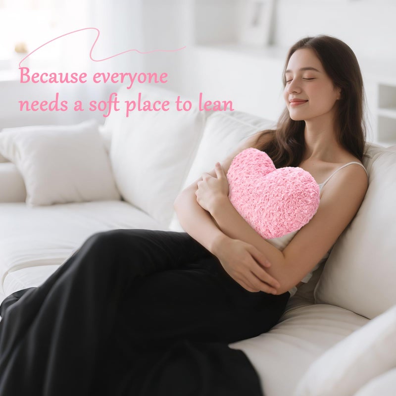 IREMATE Heart Pillow Pink Throw Pillows, Soft and Fluffy Decorative Pillows for Bed Couch Chair, Cute Heart Shaped Room Decor for Valentine Anniversary Birthday Halloween Christmas (Small, 13"x10") - Image 3