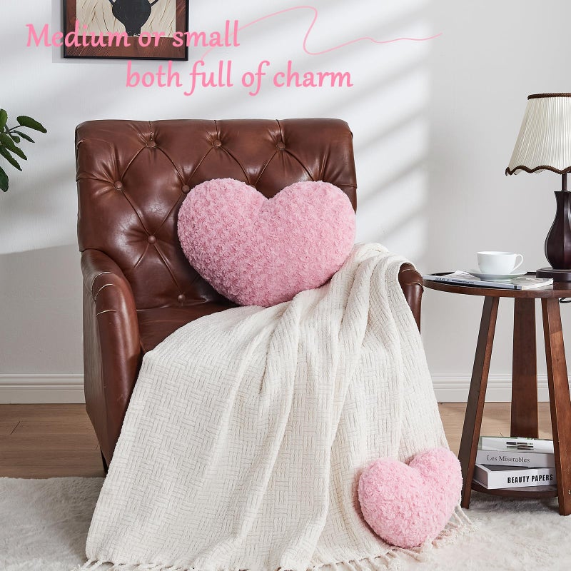 IREMATE Heart Pillow Pink Throw Pillows, Soft and Fluffy Decorative Pillows for Bed Couch Chair, Cute Heart Shaped Room Decor for Valentine Anniversary Birthday Halloween Christmas (Small, 13"x10") - Image 5