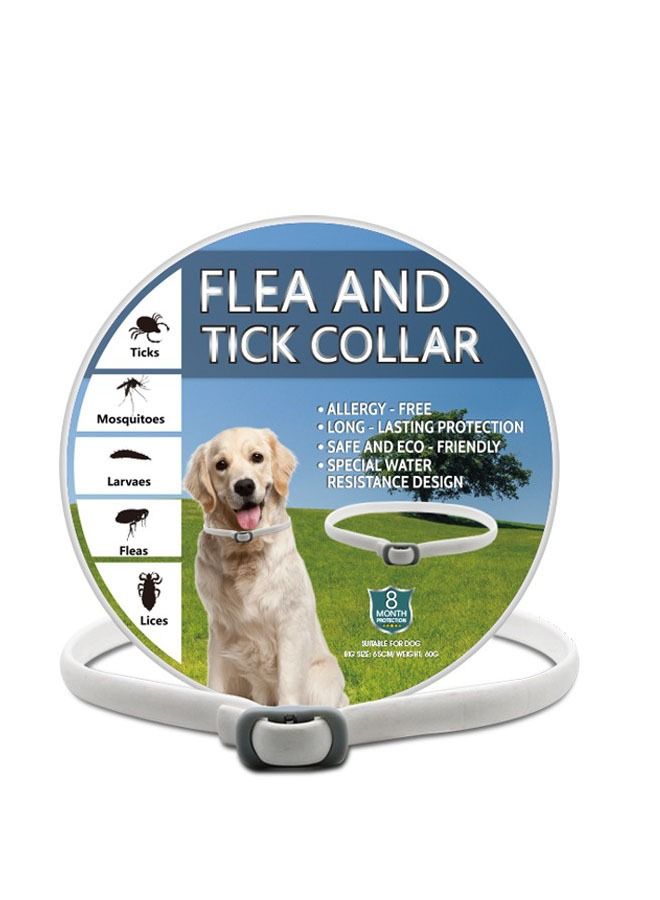 Set of 3 - 65cm Dog Pest Control Collar - White, Protects Against Fleas, Ticks, and Mosquitoes - Image 1