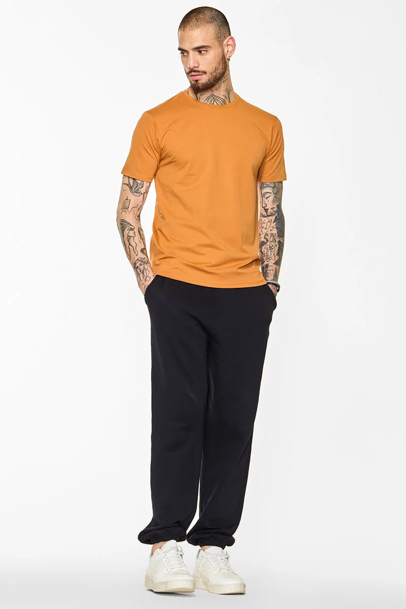 SNITCH  Rust Solid Half Sleeve Slim Fit Casual T-Shirt for Men | Best Price UAE