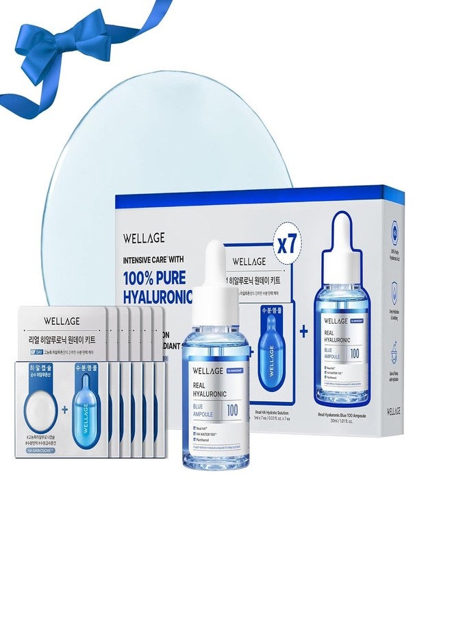 WELLAGE Real Hyaluronic Blue Ampoule 100 ([2nd Gen] 1.01 Fl Oz + HA Oneday Kit 7ea) - Image 1