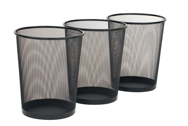 VeleSolv Recycling Dust Bins Round Shape Metal Mesh Wastebasket for Home/Office/College (Set of 3, Black) - Image 1