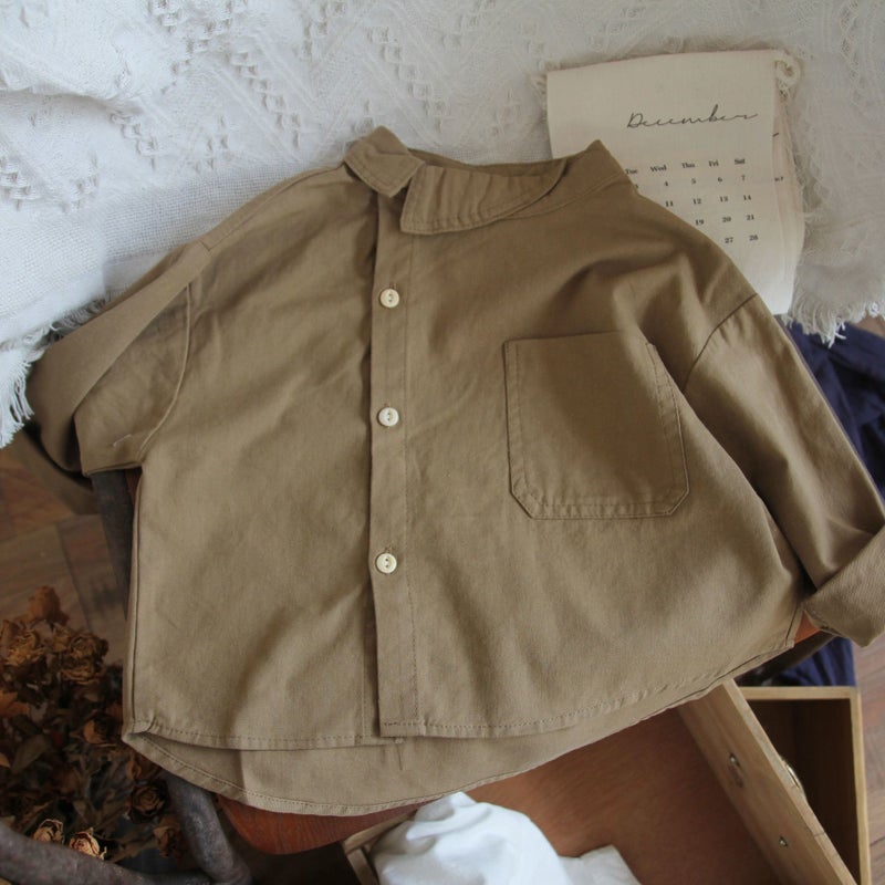 Children'S Shirt 2023 Children'S Top All-Match Korean Style Deviation Collar Design Shirt For Boys And Girls 1-8 Years Old - Image 5