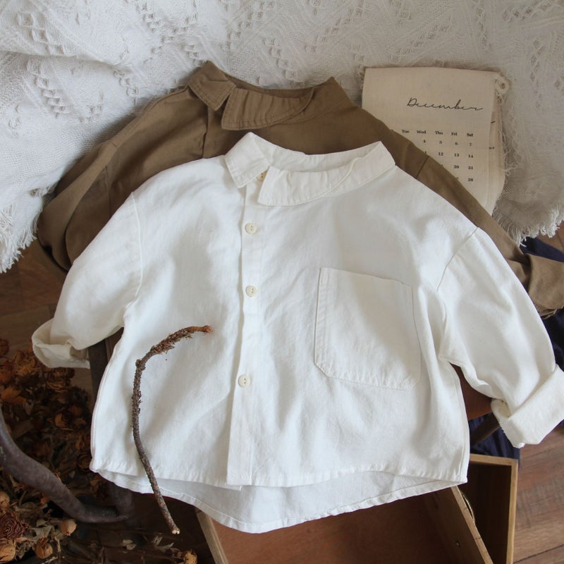 Children'S Shirt 2023 Children'S Top All-Match Korean Style Deviation Collar Design Shirt For Boys And Girls 1-8 Years Old - Image 2