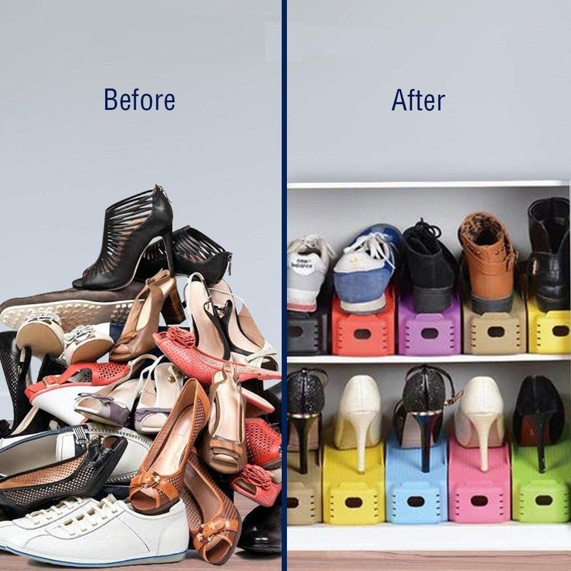 skyzone Pack Of 6 Shoe Rack Durable Adjustable Shoe Organizer Footwear Support Space Saving Cabinet Closet Storage Shoe Stand Shoe Rack - Image 3