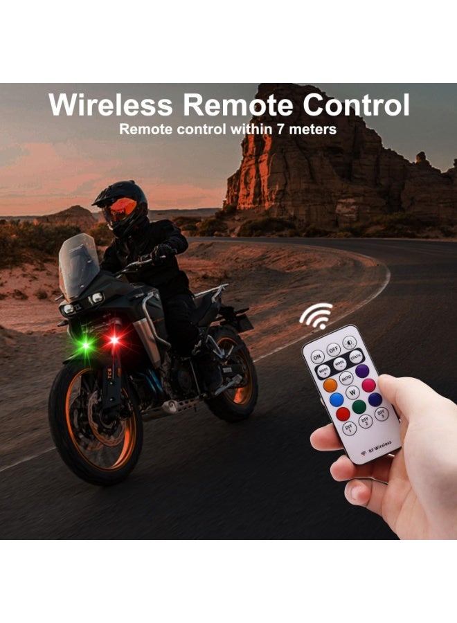 FDTY أضواء LED لاسلكية، مجموعة من 4 أضواء، 8 ألوان، قابلة لإعادة الشحن عبر USB، مقاومة للماء، جهاز تحكم عن بعد، للسيارات والدراجات النارية والطائرات بدون طيار والدراجات الهوائية - Image 3