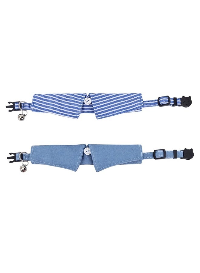 Loquat 2pcs Cat Collar Breakaway with Cute Bow Tie and Bell for Kitty Adjustable Safety Designed with solid basic color and stripe style - Image 2