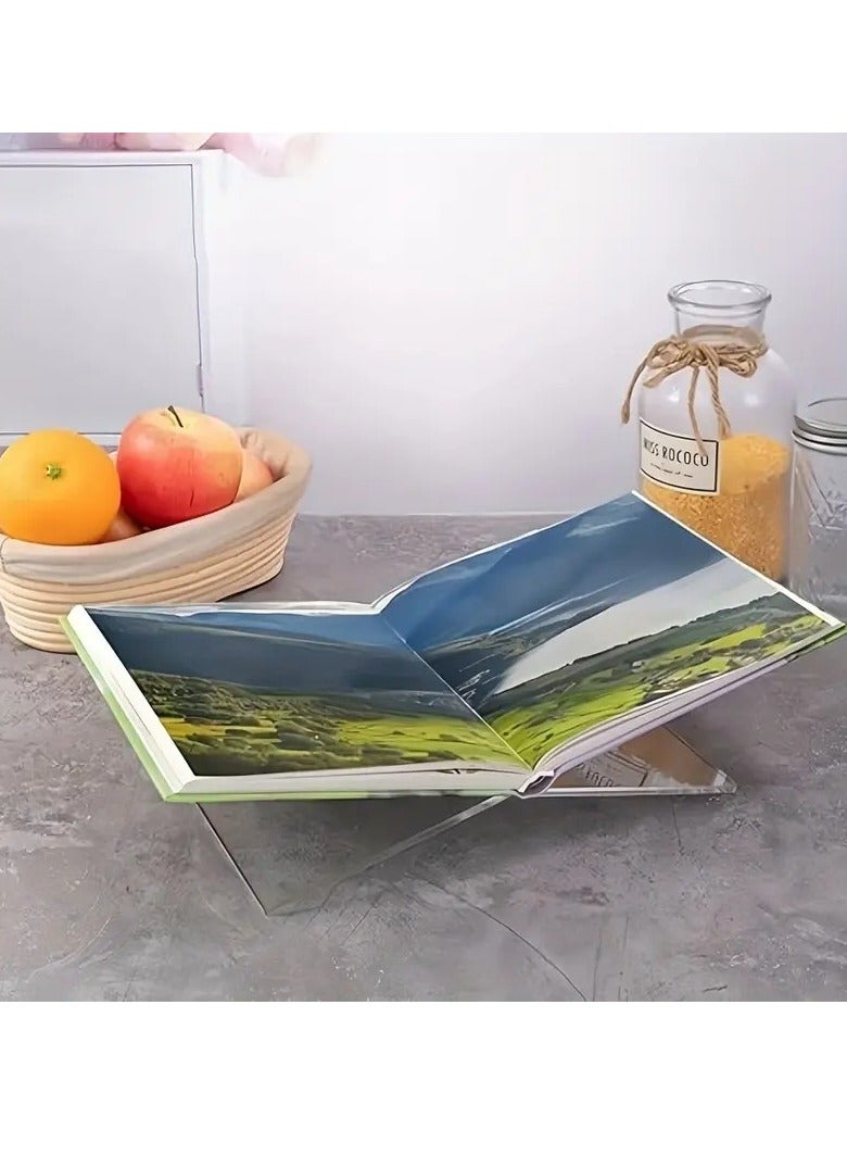 Acrylic Book Stand 19.4x9cm, Large Open Book Display Holder for Cookbooks, Art Books, Bibles, Guest Books - Transparent, Standard, Office Desk Organizer, PMMA Material