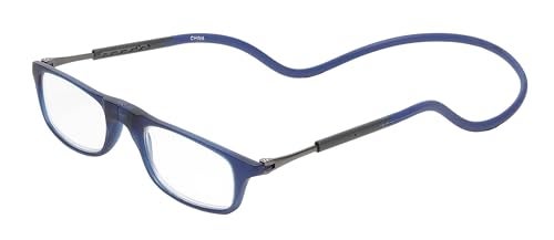 Calabria Unisex SP03 Snap Magnetic Reading Glasses Matte Crystal Royal Blue Pull Apart Glasses with Magnetic Bridge Wrap Around Eyeglasses with Adjustable Temples Eyewear Magnification 125x - Image 1