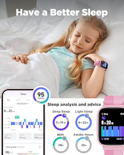 BIGGERFIVE Smart Watch for Kids, 1.8" Fitness Tracker Watch Pedometer, Heart Rate, IP68 Waterproof, Sleep Monitor, Calorie Step Counter, 5 Puzzle Games with/Without APP for Girls Teens 5-16, Nylon - Image 4