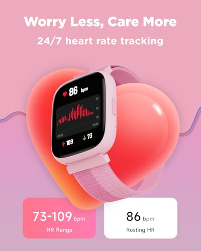 BIGGERFIVE Smart Watch for Kids, 1.8" Fitness Tracker Watch Pedometer, Heart Rate, IP68 Waterproof, Sleep Monitor, Calorie Step Counter, 5 Puzzle Games with/Without APP for Girls Teens 5-16, Nylon - Image 5