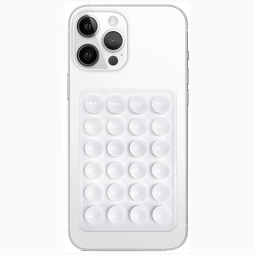 Galundge Silicone Suction Phone Case Mount, Non Slip Sticky Phone Grip for Cellphone, Silicon Adhesive Suction Cup Phone Mount, Strong Grip Holder for Selfies and Videos (White) - Image 1