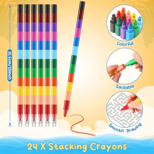 BenLouis Coloring Books for Kids With Stacking Crayons Set Mini Coloring Books Bulk for Ages 4-8-12 Small Activity Books for Birthday Party Gifts Goodie Bags Stuffers Travel（12+12Pcs Classic） - Image 3