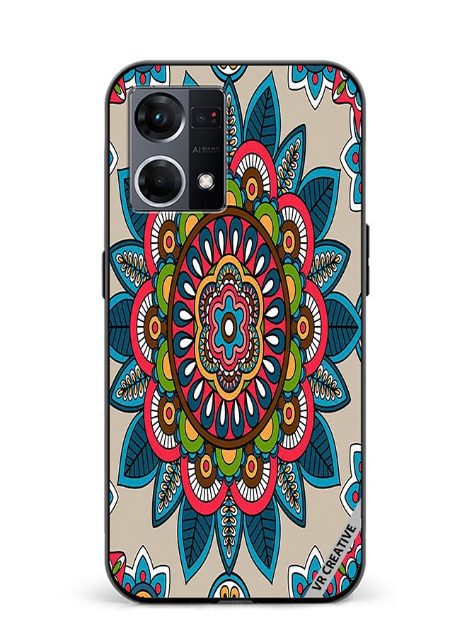 VR CREATIVE Protective Case Cover For Oppo Reno8 4G Indian Mandala Design Multicolour - Image 1