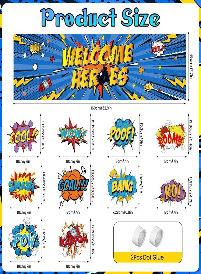 TagreSpike Hero Themed Party Decorations for Boys Fun Hero Theme Banner with Paper Cardboard Inspirational Cityscape Photography Background Welcome Heroes Banner for Comic Theme Birthday Party Baby Shower - Image 4