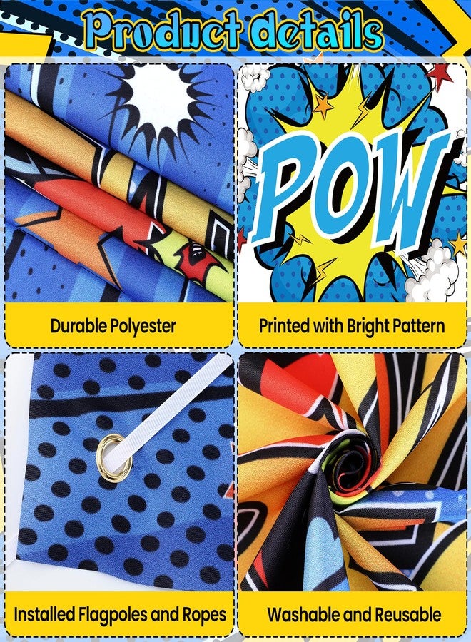 TagreSpike Hero Themed Party Decorations for Boys Fun Hero Theme Banner with Paper Cardboard Inspirational Cityscape Photography Background Welcome Heroes Banner for Comic Theme Birthday Party Baby Shower - Image 2