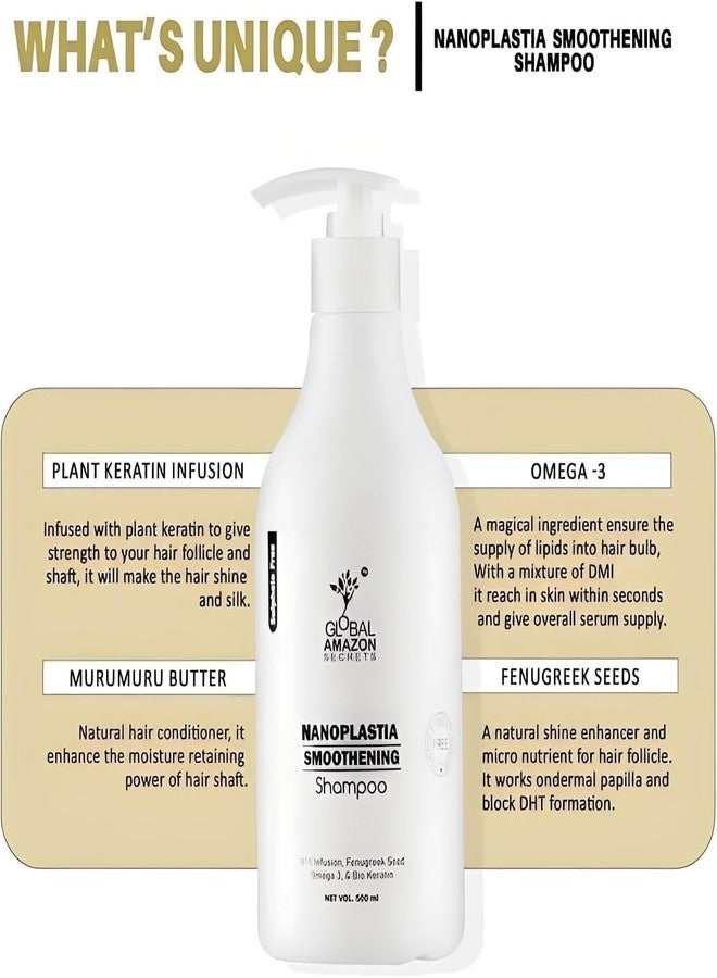 Sweet Professional Global Amazon Secrets Nanoplastia Smoothening Shampoo, 500ml, with BTX Infusion and Bio Keratin (pack of1) - Image 3