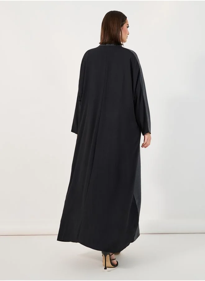 Styli Melange Abaya with Contrast Back Panel