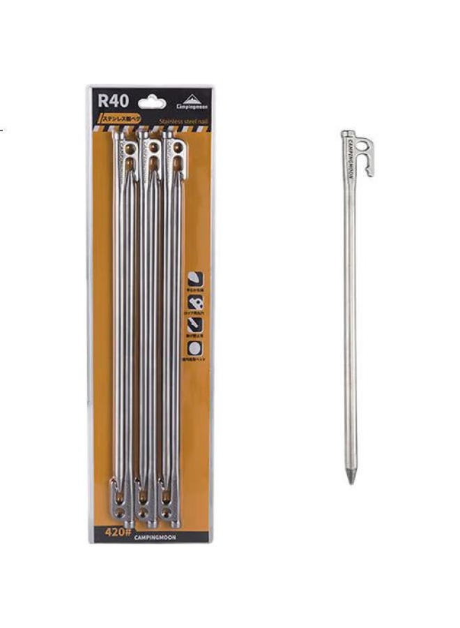Campingmoon Outdoor Tent Stakes Set, Camping Beach Stakes, Stainless Steel Windproof Rope Fixers, 40Cm, 6 Pieces - Image 2
