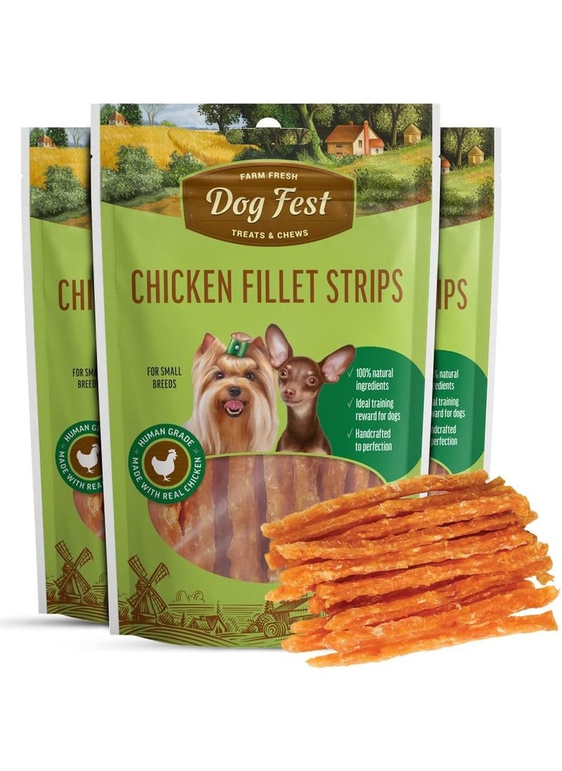 Dog Fest - Chicken Fillet Strips Handcrafted Treats For Mini And Small Dogs 3X55g - Image 1